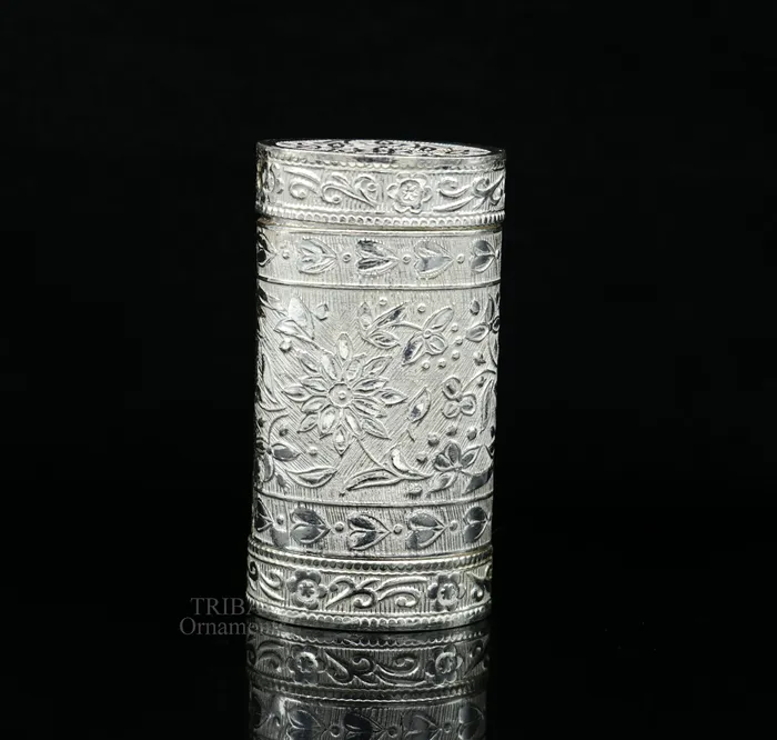 Rings TRIBAL ORNAMENTS 925 sterling silver handcrafted floral design 2 in1 trinket box tobacco box tobacco and chuna box best gifting royal article stb361