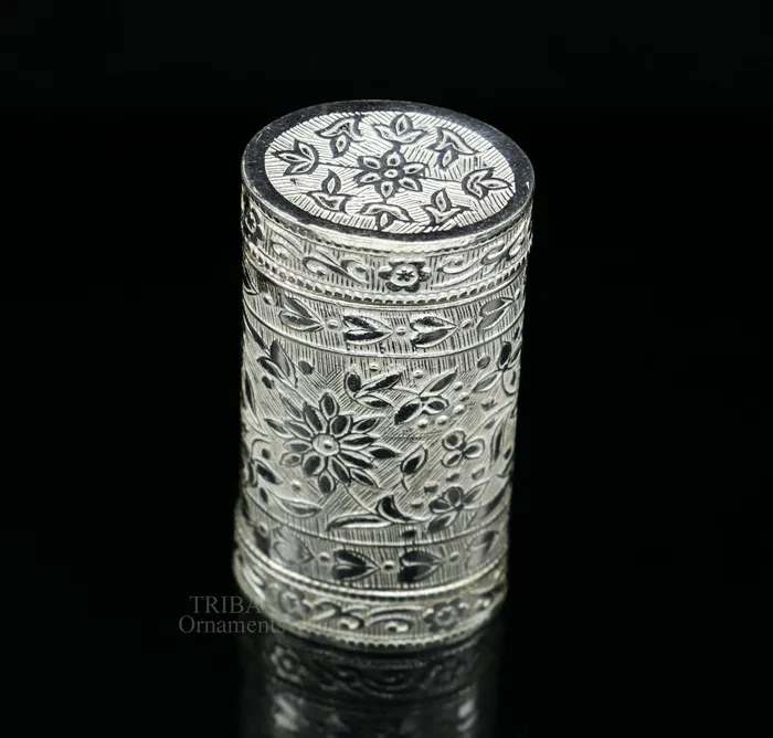 Rings TRIBAL ORNAMENTS 925 sterling silver handcrafted floral design 2 in1 trinket box tobacco box tobacco and chuna box best gifting royal article stb361