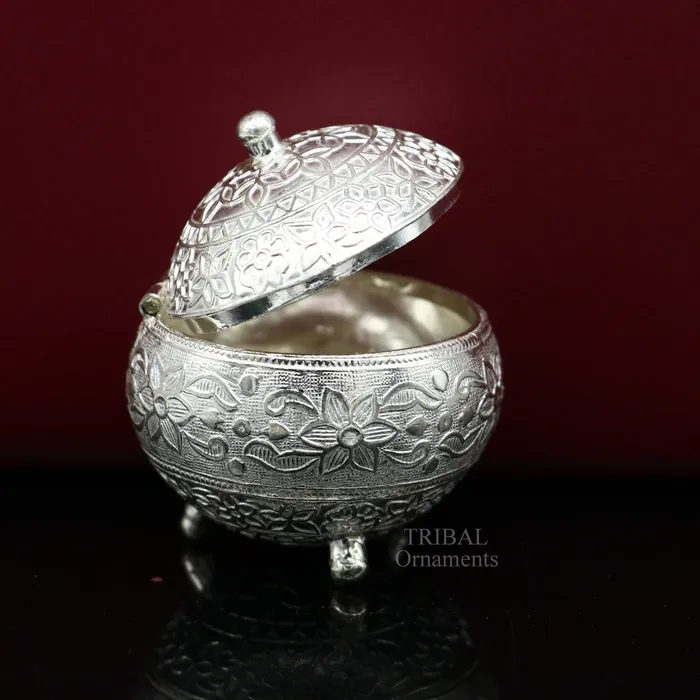 Rings TRIBAL ORNAMENTS 925 Sterling silver handmade fabulous trinket box solid kumkum box casket box sindoor box enamel work birds gifting box stb350 Rings TRIBAL ORNAMENTS 925 Sterling silver handmade fabulous trinket box solid kumkum box casket box sindoor box enamel work birds gifting box stb350