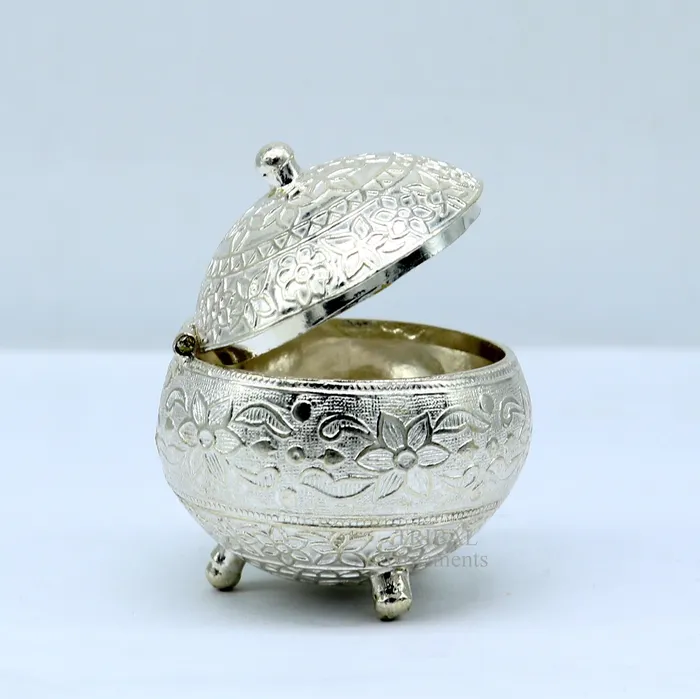 Rings TRIBAL ORNAMENTS 925 Sterling silver handmade fabulous trinket box solid kumkum box casket box sindoor box enamel work birds gifting box stb350