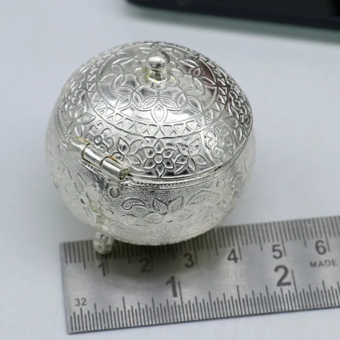 Rings TRIBAL ORNAMENTS 925 Sterling silver handmade fabulous trinket box solid kumkum box casket box sindoor box enamel work birds gifting box stb350