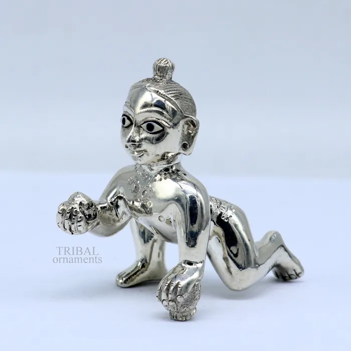 Rings TRIBAL ORNAMENTS 925 sterling Solid silver handmade idol divine Krishna Ladu Gopal crawling Krishna small statue sculpture home temple puja art art494 Rings TRIBAL ORNAMENTS 925 sterling Solid silver handmade idol divine Krishna Ladu Gopal crawling Krishna small statue sculpture home temple puja art art494
