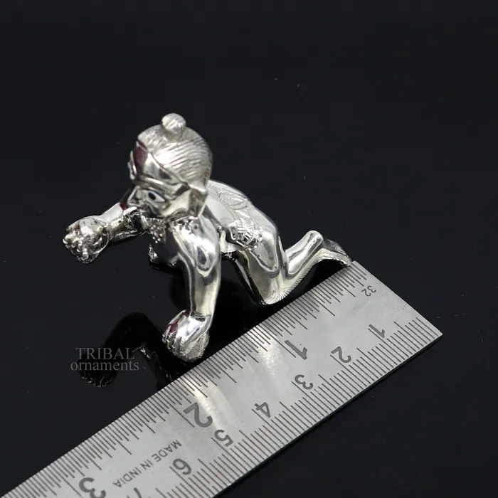 Rings TRIBAL ORNAMENTS 925 sterling Solid silver handmade idol divine Krishna Ladu Gopal crawling Krishna small statue sculpture home temple puja art art494