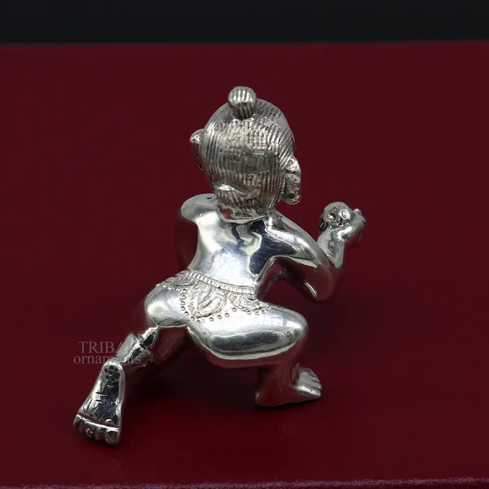 Rings TRIBAL ORNAMENTS 925 sterling Solid silver handmade idol divine Krishna Ladu Gopal crawling Krishna small statue sculpture home temple puja art art494