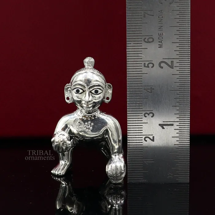 Rings TRIBAL ORNAMENTS 925 sterling Solid silver handmade idol divine Krishna Ladu Gopal crawling Krishna small statue sculpture home temple puja art art494