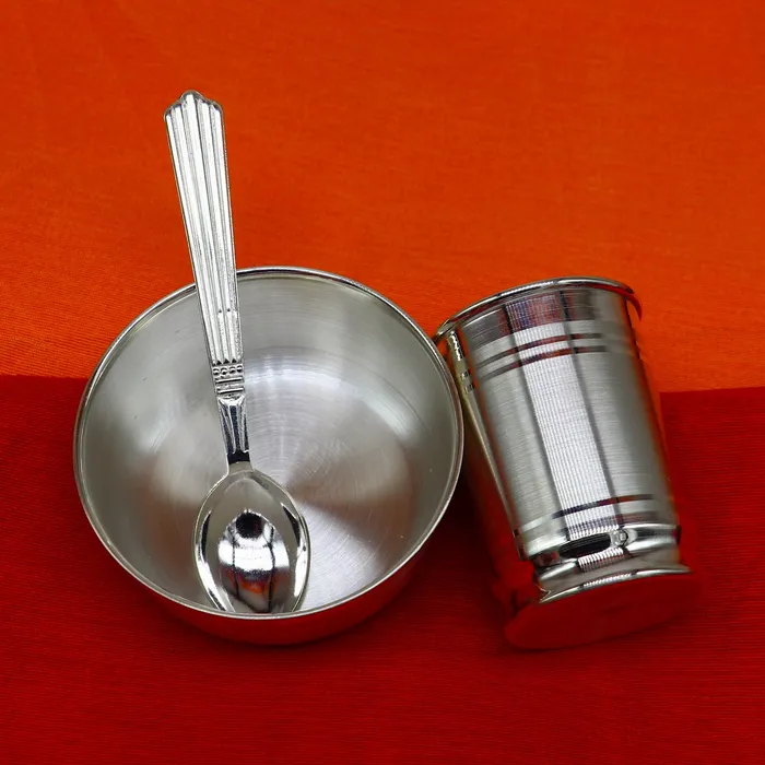 Rings TRIBAL ORNAMENTS 999 fine silver water milk glass and bowl silver tumbler silver spoon silver utensils silver baby food utensils silver article sv197