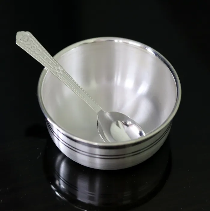 Rings TRIBAL ORNAMENTS 999 pure fine silver handmade silver bowl and spoon set silver has antibacterial propertiesstay babykids healthy silver vessels sv42