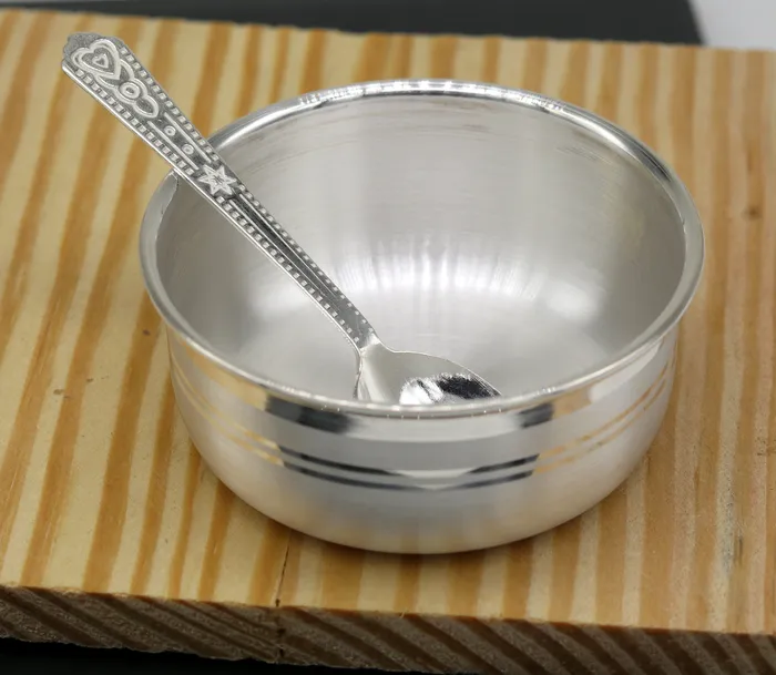 Rings TRIBAL ORNAMENTS 999 pure fine silver handmade silver bowl and spoon set silver has antibacterial propertiesstay babykids healthy silver vessels sv42