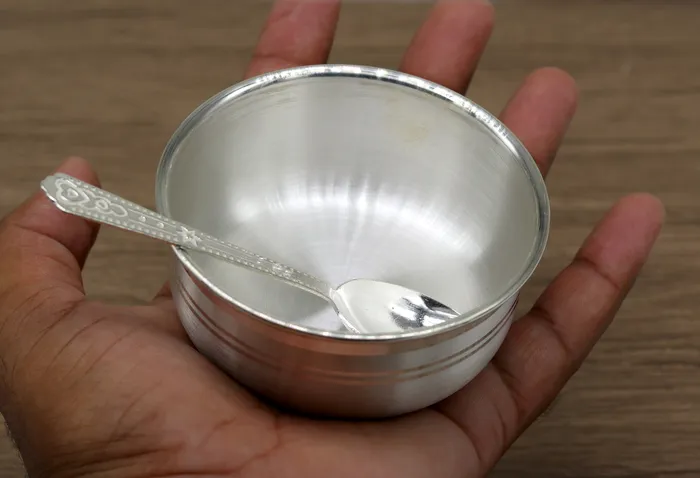 Rings TRIBAL ORNAMENTS 999 pure fine silver handmade silver bowl and spoon set silver has antibacterial propertiesstay babykids healthy silver vessels sv42