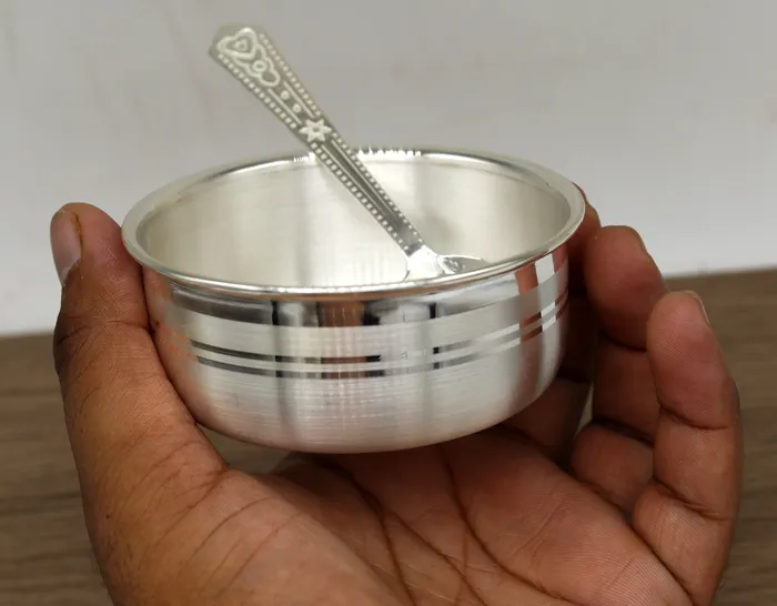 Rings TRIBAL ORNAMENTS 999 pure fine silver handmade silver bowl and spoon set silver has antibacterial propertiesstay babykids healthy silver vessels sv42