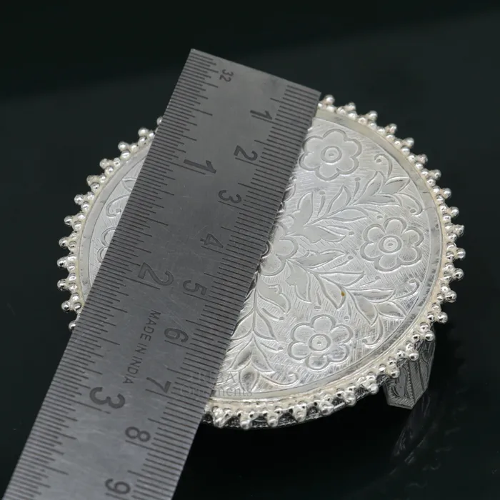 Rings TRIBAL ORNAMENTS Vintage design Sterling silver handmade customize small oval shape tablebazotchouki excellent home puja utensils temple art su427