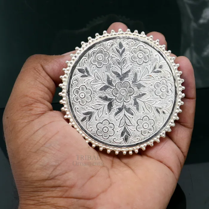 Rings TRIBAL ORNAMENTS Vintage design Sterling silver handmade customize small oval shape tablebazotchouki excellent home puja utensils temple art su427