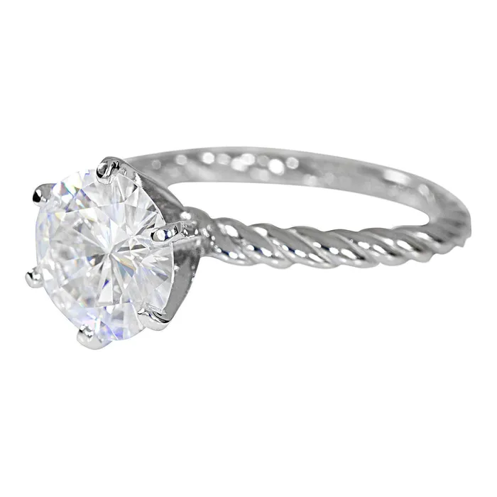 Round Center 6 Prong Braided Rope Solitaire Ring Fire Brilliance Rings