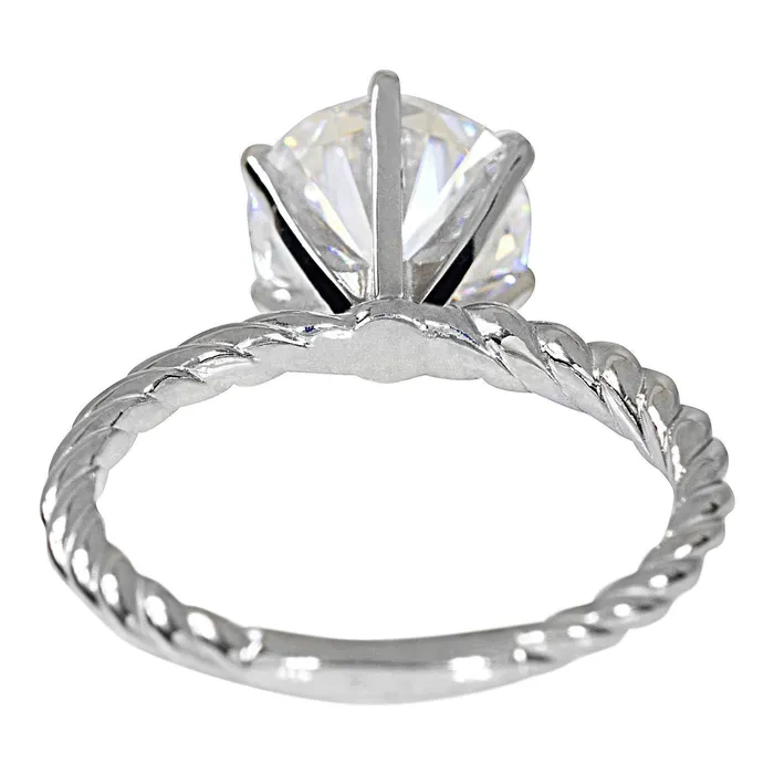 Round Center 6 Prong Braided Rope Solitaire Ring Fire Brilliance Rings