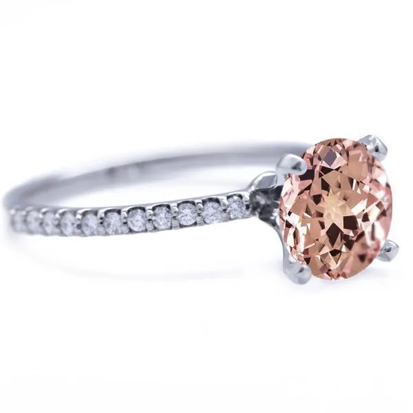 Round Champagne Sapphire 4 Prongs Diamond Accent Ice Solitaire Ring Fire Brilliance Rings