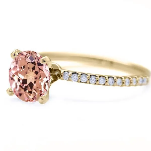 Round Champagne Sapphire 4 Prongs Diamond Accent Ice Solitaire Ring Fire Brilliance Rings