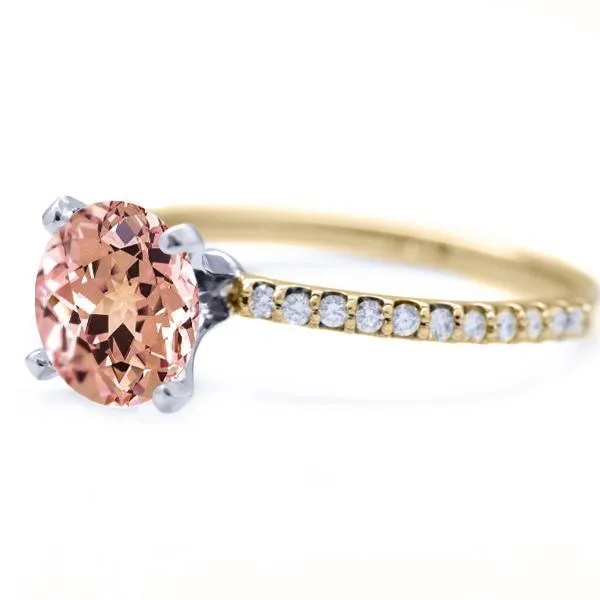 Round Champagne Sapphire 4 Prongs Diamond Accent Ice Solitaire Ring Fire Brilliance Rings