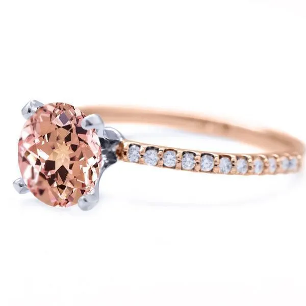 Round Champagne Sapphire 4 Prongs Diamond Accent Ice Solitaire Ring Fire Brilliance Rings