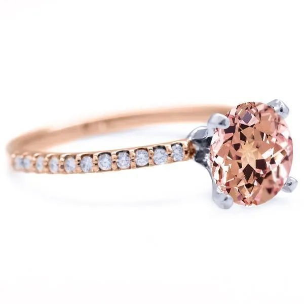 Round Champagne Sapphire 4 Prongs Diamond Accent Ice Solitaire Ring Fire Brilliance Rings