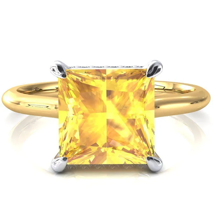 Secret Princess Yellow Sapphire 4 Prong Floating Halo Engagement Ring Fire Brilliance Rings Secret Princess Yellow Sapphire 4 Prong Floating Halo Engagement Ring Fire Brilliance Rings