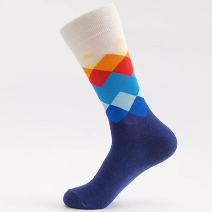 SF65 White Top Gray Heel Multi Check Crew Socks POLLY Rings