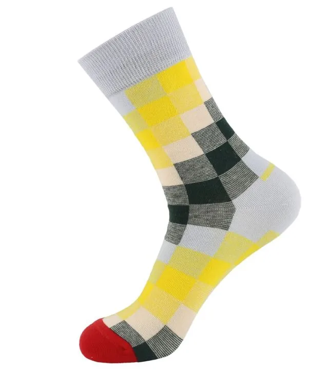 SF911 Yellow Gray Squares Socks POLLY Earrings