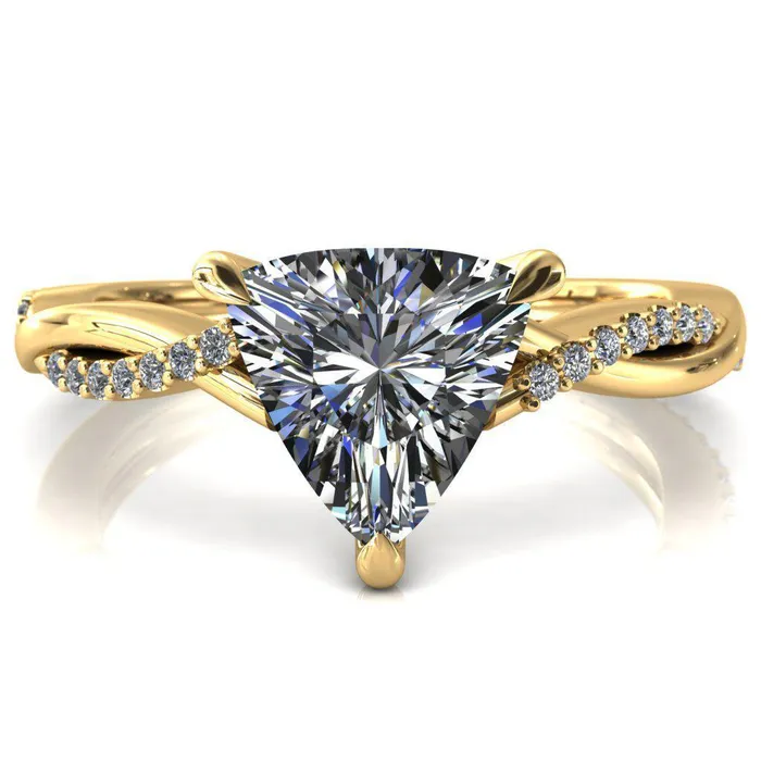Shana Trillion Moissanite 3 Claw Prong 12 Infinity Diamond Accent Ring Engagement Ring Fire Brilliance Rings