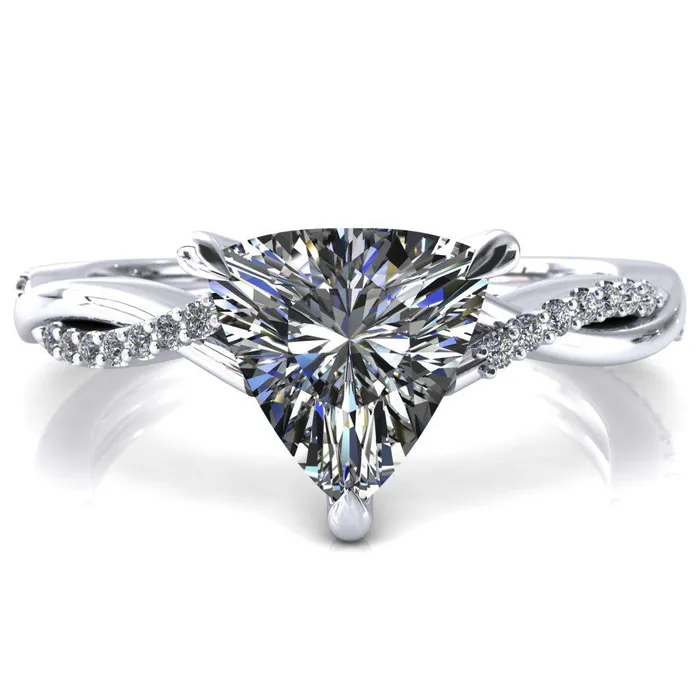 Shana Trillion Moissanite 3 Claw Prong 12 Infinity Diamond Accent Ring Engagement Ring Fire Brilliance Rings