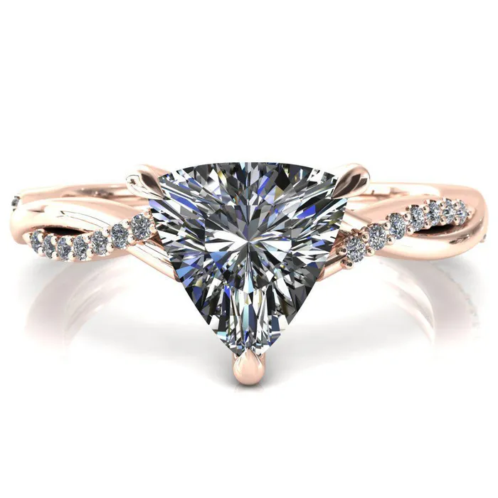 Shana Trillion Moissanite 3 Claw Prong 12 Infinity Diamond Accent Ring Engagement Ring Fire Brilliance Rings