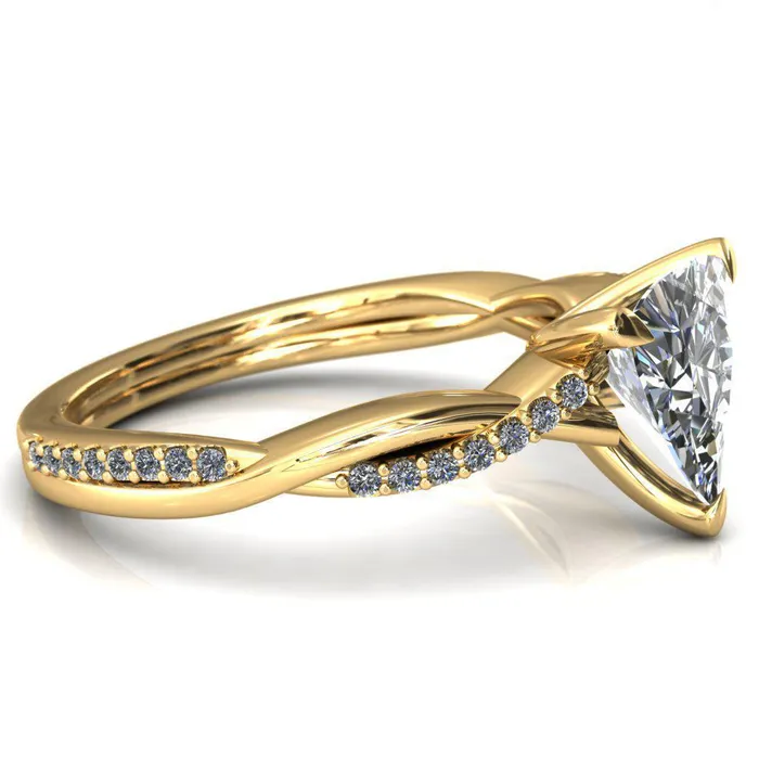 Shana Trillion Moissanite 3 Claw Prong 12 Infinity Diamond Accent Ring Engagement Ring Fire Brilliance Rings