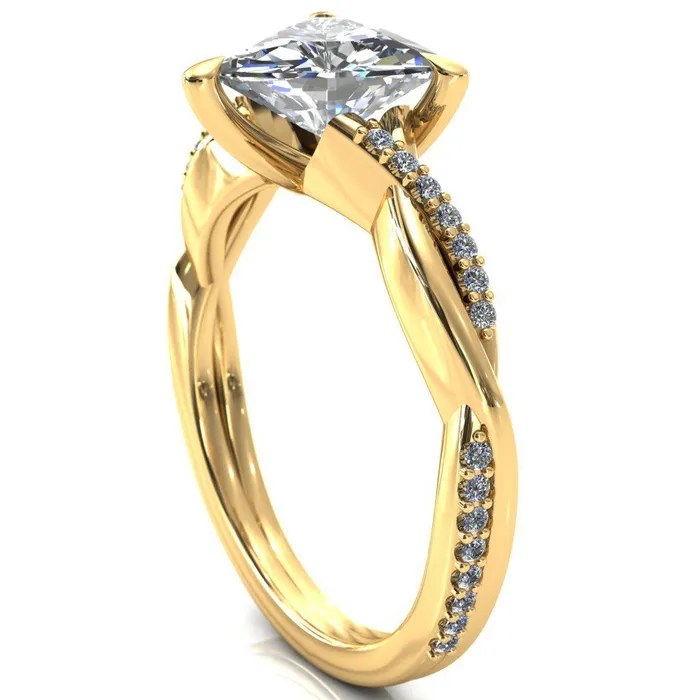 Shana Trillion Moissanite 3 Claw Prong 12 Infinity Diamond Accent Ring Engagement Ring Fire Brilliance Rings