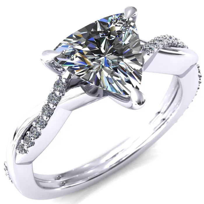 Shana Trillion Moissanite 3 Claw Prong 12 Infinity Diamond Accent Ring Engagement Ring Fire Brilliance Rings