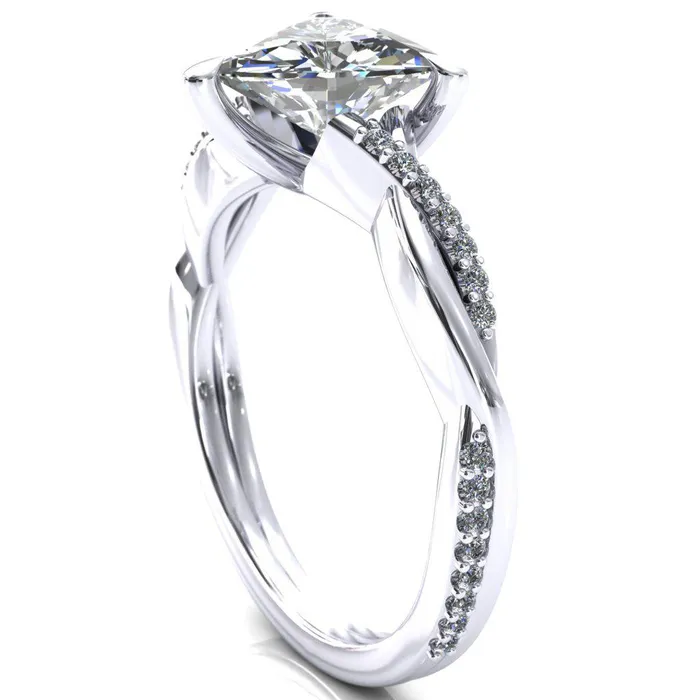 Shana Trillion Moissanite 3 Claw Prong 12 Infinity Diamond Accent Ring Engagement Ring Fire Brilliance Rings