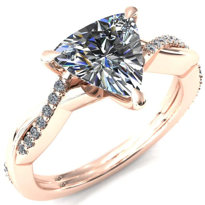 Shana Trillion Moissanite 3 Claw Prong 12 Infinity Diamond Accent Ring Engagement Ring Fire Brilliance Rings