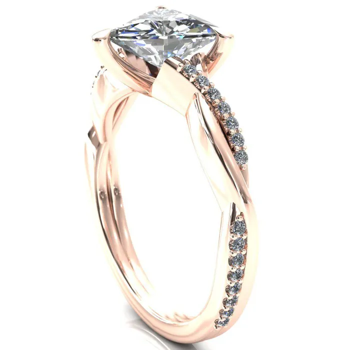 Shana Trillion Moissanite 3 Claw Prong 12 Infinity Diamond Accent Ring Engagement Ring Fire Brilliance Rings