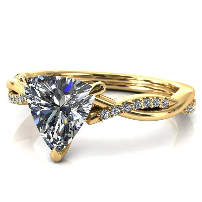 Shana Trillion Moissanite 3 Claw Prong 12 Infinity Diamond Accent Ring Engagement Ring Fire Brilliance Rings