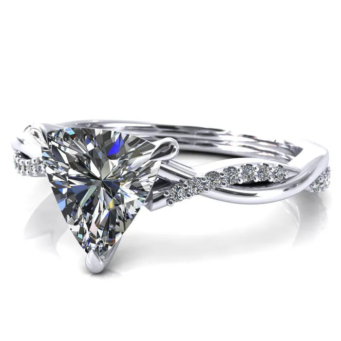 Shana Trillion Moissanite 3 Claw Prong 12 Infinity Diamond Accent Ring Engagement Ring Fire Brilliance Rings