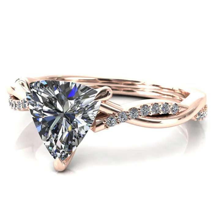 Shana Trillion Moissanite 3 Claw Prong 12 Infinity Diamond Accent Ring Engagement Ring Fire Brilliance Rings