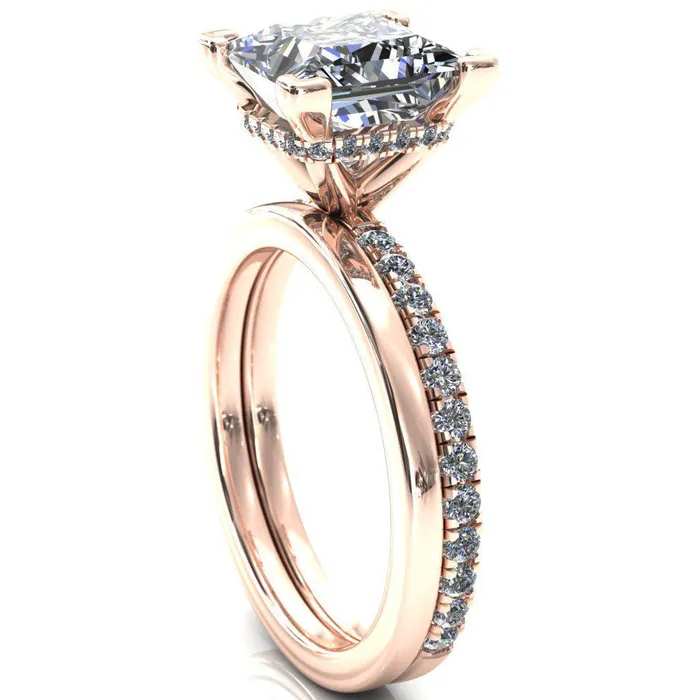 Sicili PrincessSquare Moissanite 4 Prong 34 Micro Pave Diamond Engagement Ring Fire Brilliance Rings