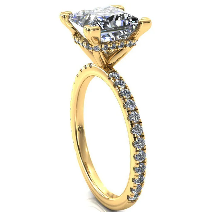 Sicili PrincessSquare Moissanite 4 Prong 34 Micro Pave Diamond Engagement Ring Fire Brilliance Rings