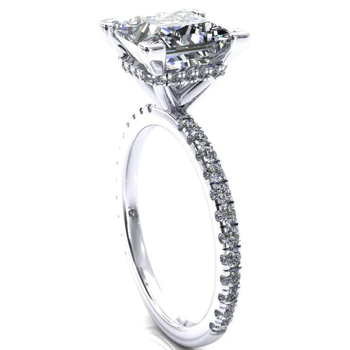 Sicili PrincessSquare Moissanite 4 Prong 34 Micro Pave Diamond Engagement Ring Fire Brilliance Rings