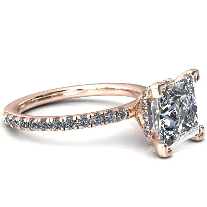 Sicili PrincessSquare Moissanite 4 Prong 34 Micro Pave Diamond Engagement Ring Fire Brilliance Rings