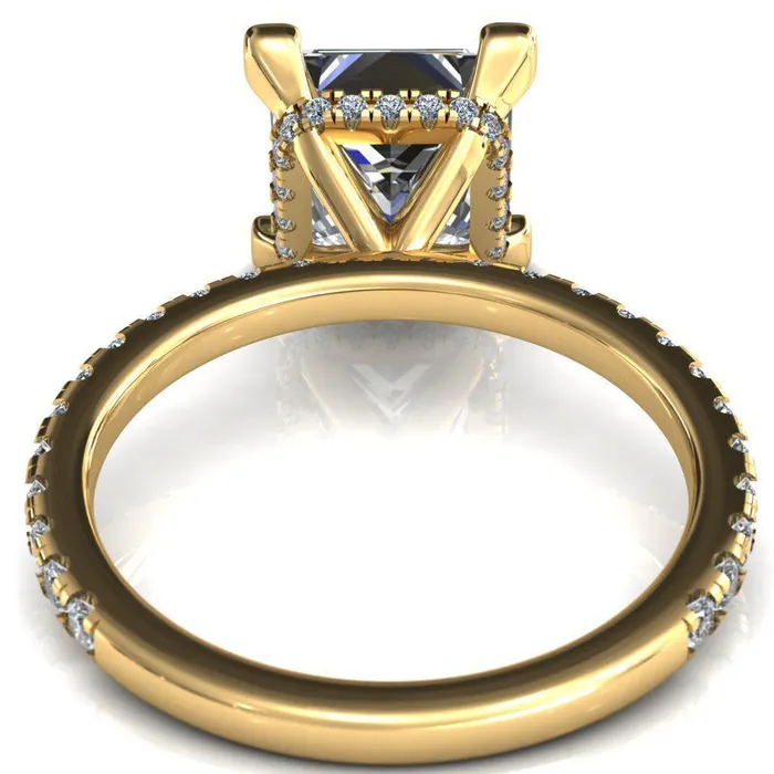 Sicili PrincessSquare Moissanite 4 Prong 34 Micro Pave Diamond Engagement Ring Fire Brilliance Rings