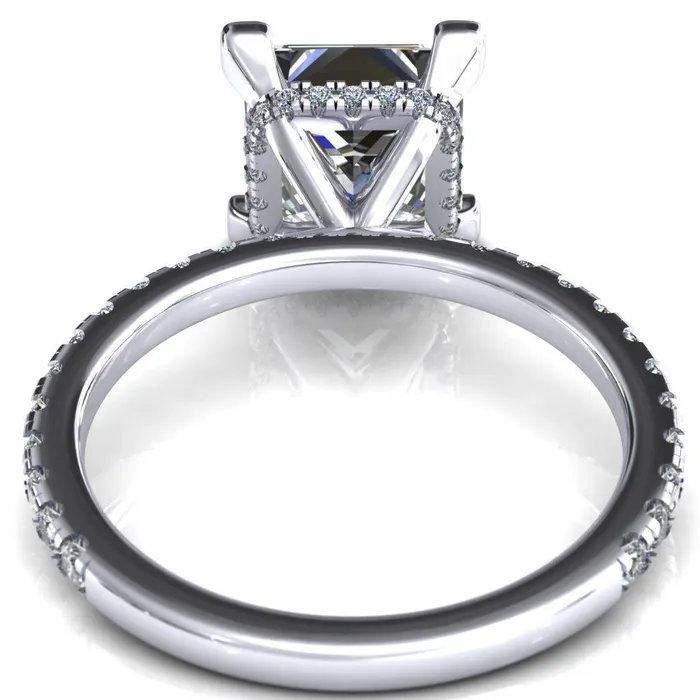 Sicili PrincessSquare Moissanite 4 Prong 34 Micro Pave Diamond Engagement Ring Fire Brilliance Rings