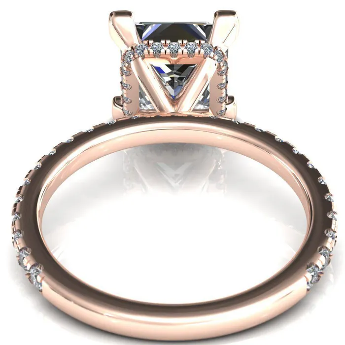 Sicili PrincessSquare Moissanite 4 Prong 34 Micro Pave Diamond Engagement Ring Fire Brilliance Rings