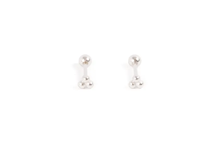 Silver Beaded Bunch Screwbacks WANTME Rings