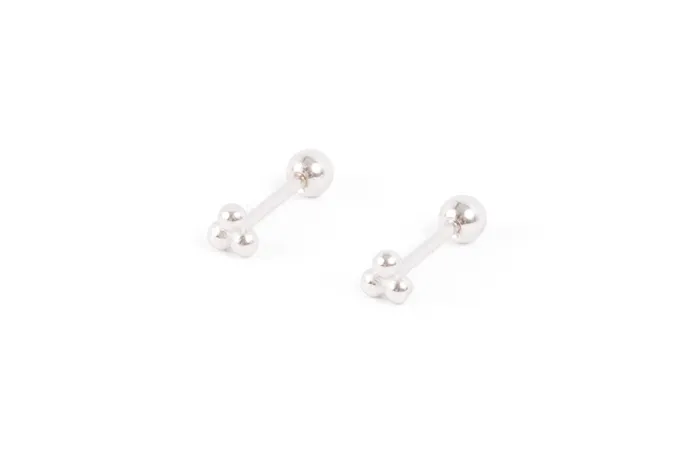 Silver Beaded Bunch Screwbacks WANTME Rings