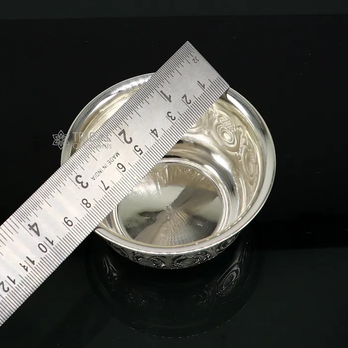 Silver handmade unique design work bowl silver utensils for rice ceremony Annaprasan silver worshippingpuja utensils prasad bowl sv279 TRIBAL ORNAMENTS Rings