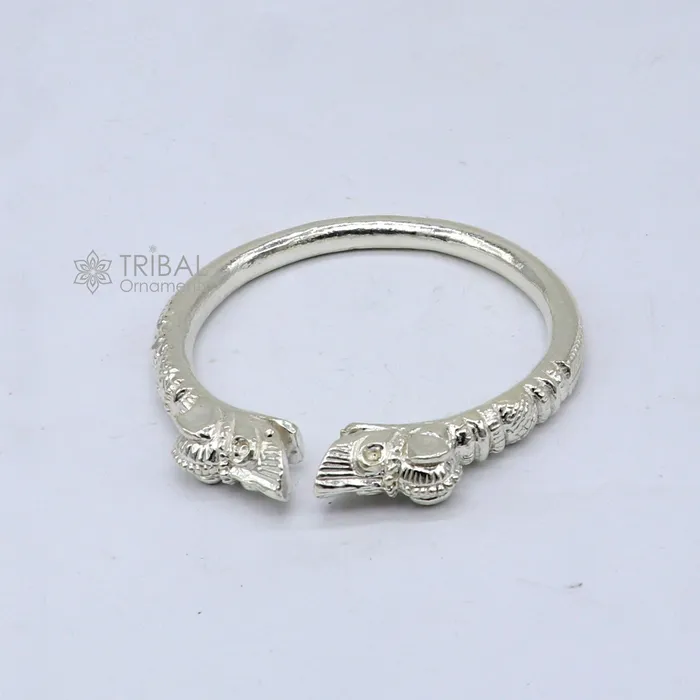 Solid 925 silver handcrafted vintage antique style gorgeous cuff kada bracelet customized adjustable crocodile bracelet for mens nsk801 TRIBAL ORNAMENTS Bracelets
