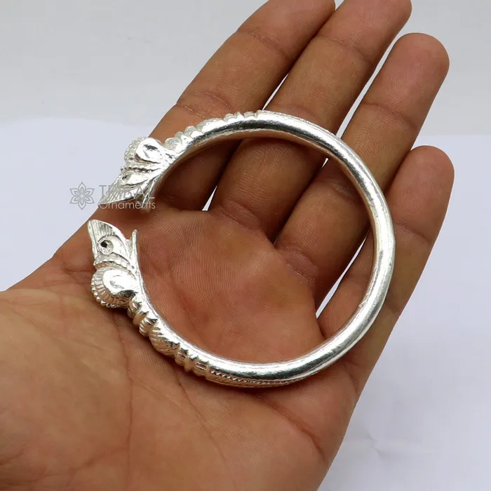 Solid 925 silver handcrafted vintage antique style gorgeous cuff kada bracelet customized adjustable crocodile bracelet for mens nsk801 TRIBAL ORNAMENTS Bracelets